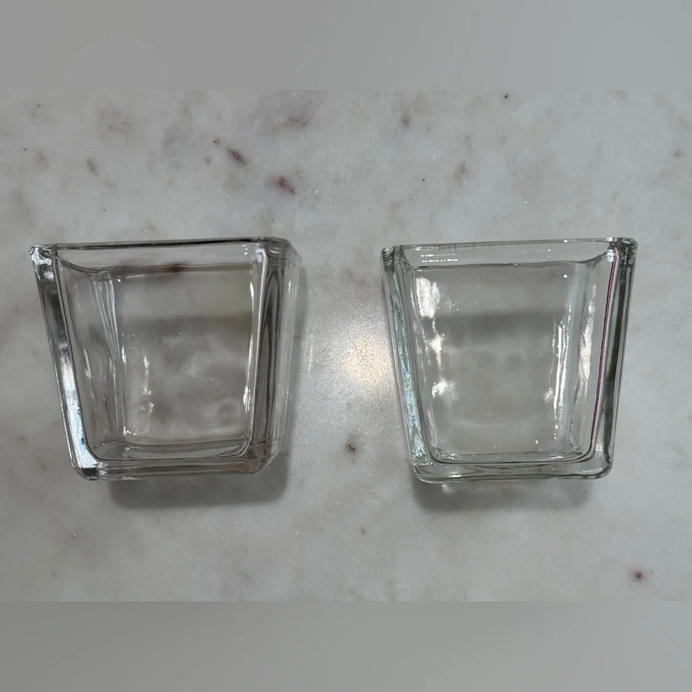 Elegant Clear Glass Tealight Candle Holders 2-pack